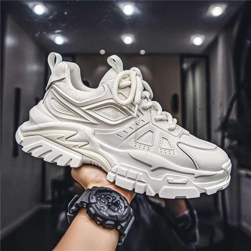 new Men's 2025 Spring New Breathable Mesh Fashion Casual Sneakers Youth Low-Top Thick-Soled Dad Shoes