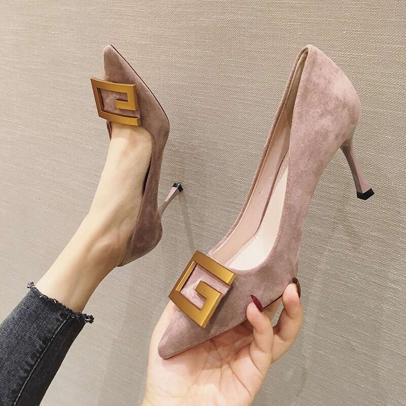 Spring And Summer New Fine-Heeled Professional Etiquette High Heels Pointed Toe Black Work Fashionable Sexy Shoes