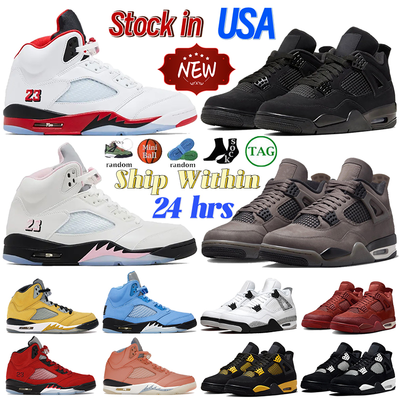 Designer Shoes 4s 5s Basketball Shoes Men Women Sports Trainers Black Cat Fire Red Black Medium Soft Pink Tokyo UNC Low Fragment mens High Runner outdoor sneakers
