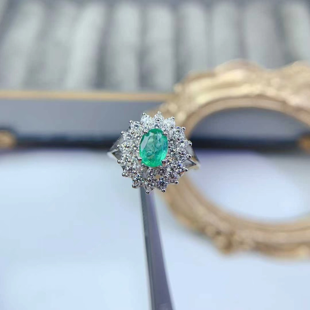 Luxury emerald wedding ring natural emerald ring with certificate solid 925 silver jewelry birthday gift for women