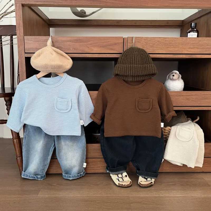 New Boys Streetwear Retro Jeans 2025 Autumn Baby Girls Elastic Waist Loose Jean Pants Childrens Denim TrousersT251017