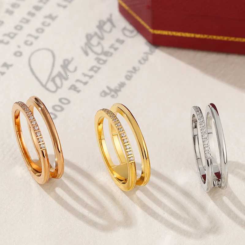 Stainless Steel Pave CZ 2 Layer Ring Wedding Band for Women Girl Size 510W251017