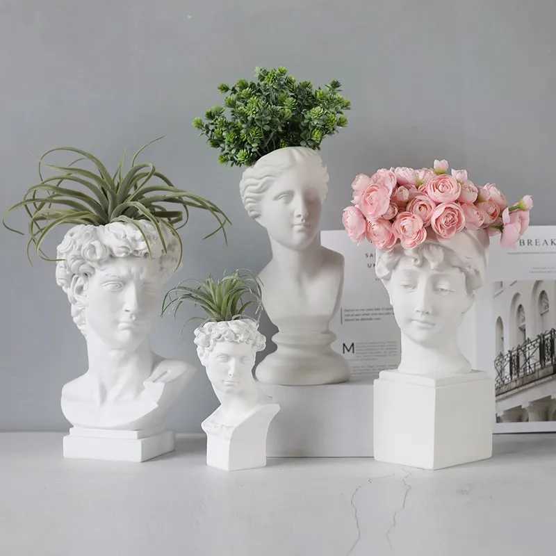 Creative Portrait Vase Head Home Decoration David Medici Venus Statue Cosmetics contains Modern Nordic Home Decoration Vase C251017