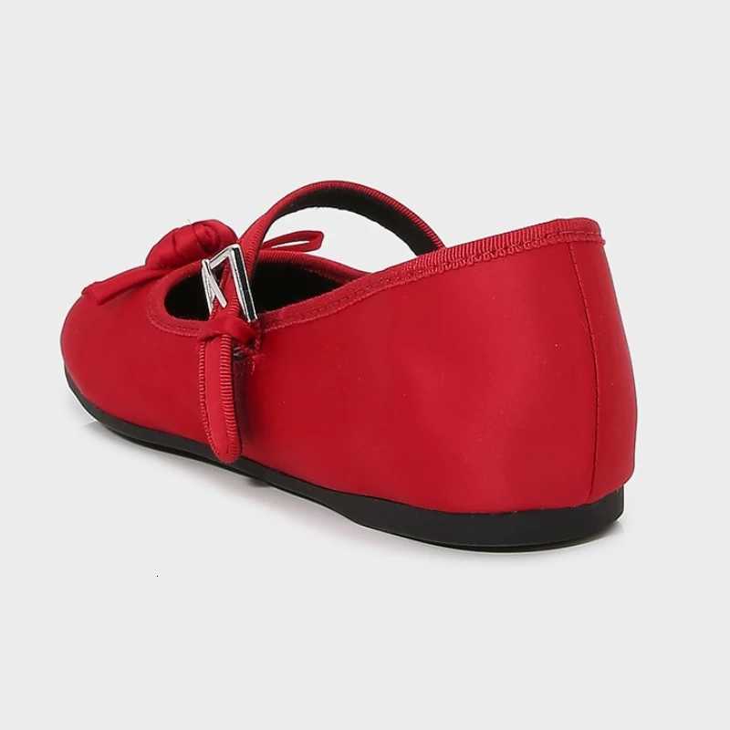 High Quality Satin Red Ballet Flats Women Elegant Bow Narrow Buckle Design Brand Mary Jane Shoes Concise Lightweight Casual Shoe Z251015
