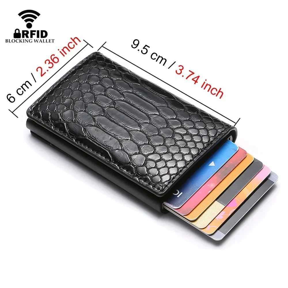 Rfid Credit Card Holder Mens Wallets Money Bags Male Purses Slim Thin Metal Pop Up Smart Black Bifold Serpentine Wallet for MenW251017