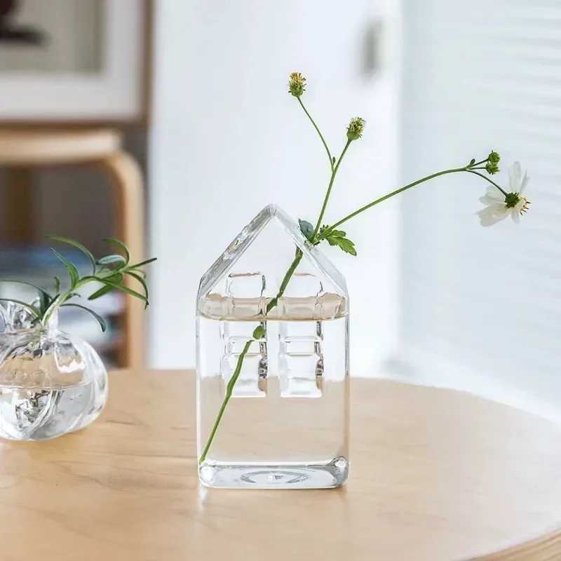 Creative Simple Small Pomegranate Glass Vase Desktop Hydroponic Lovely Hydroponic Flower Ornament Home Decor Vase Transparent C251017