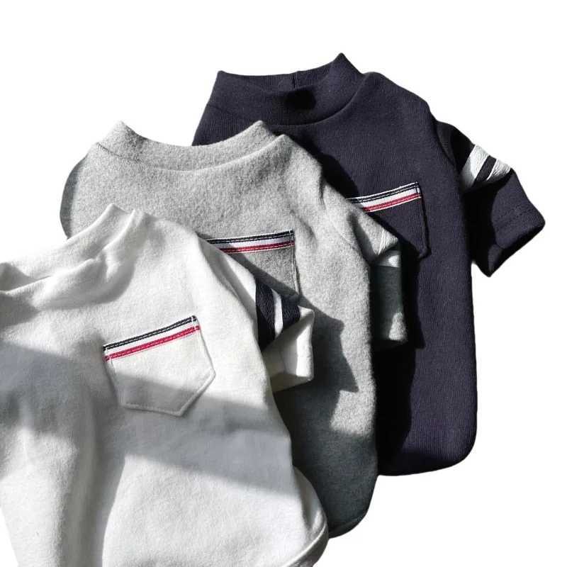 Fashion Pet Warm Pocket Sweatshirt Dog Striped Clothing Teddy Soft Bottoming Shirt Small to Medium Dog Winter Vest Puppy CoatW251017