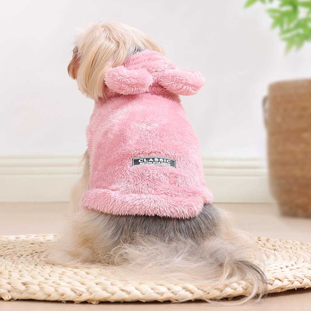 Soft Dog Hoodies For Winter Fleece Warm Pet Hoodies For Small Medium Dogs Cats Rabbit Ear Funny Pets Costume Cute Yorkshire CoatW251017