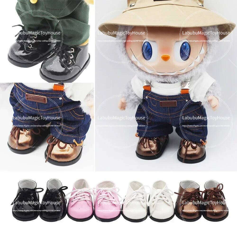 Doll 9*5.5cm Leather for 38cm Big Labubu Teddy Bear Dolls Plush Toy Shoes Accessories