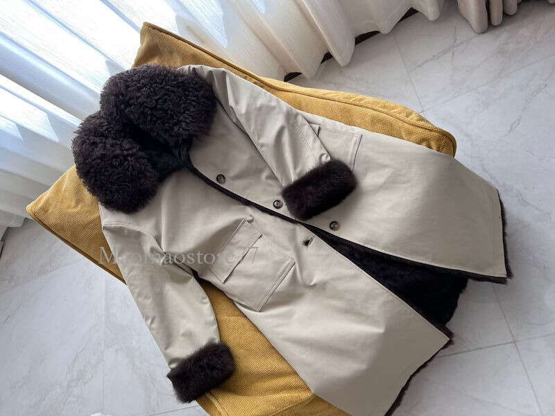 New Style Reversible Loose Wide Fur Long Parka With Lamb Collar womens coat winter jacket women