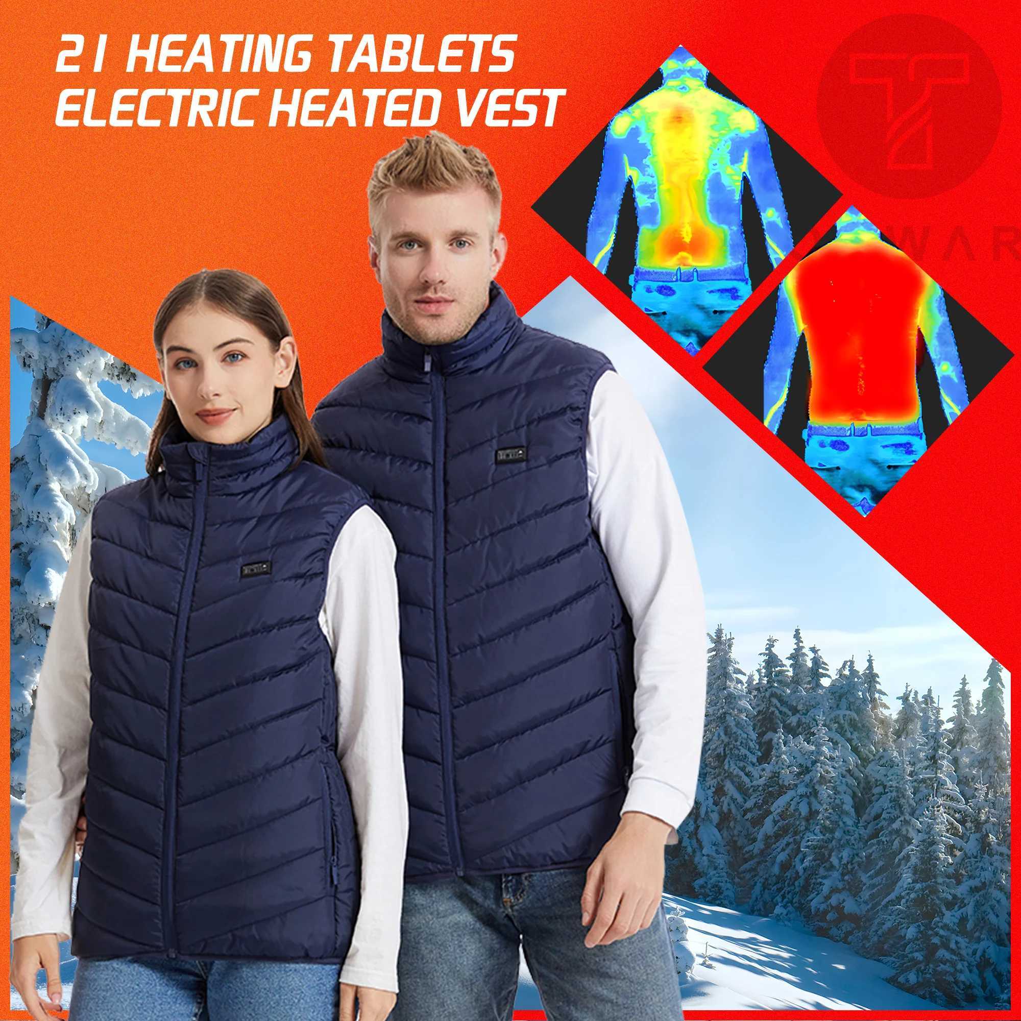 Heating Vest Blue Men's Jacket Heated Winter Women's Heated Jacket Thermal Vest Warmer Outdoor Sports Jacket H251017