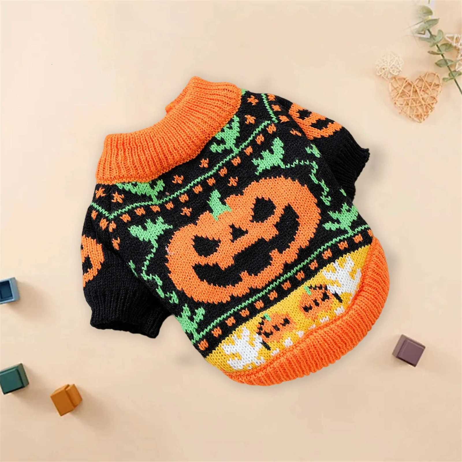 Halloween Ghost Costume for Dogs and Cats Pet Winter Fall Clothes Pumpkin Knitted Sweater Small Dog Cat OutfitW251017