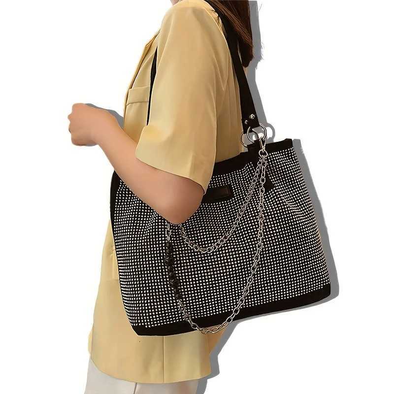 Shiny Rhinestone Shoulder Bag Trendy Chain Decor Tote Bag Glitter BlingBling Handbag For Women Z251017