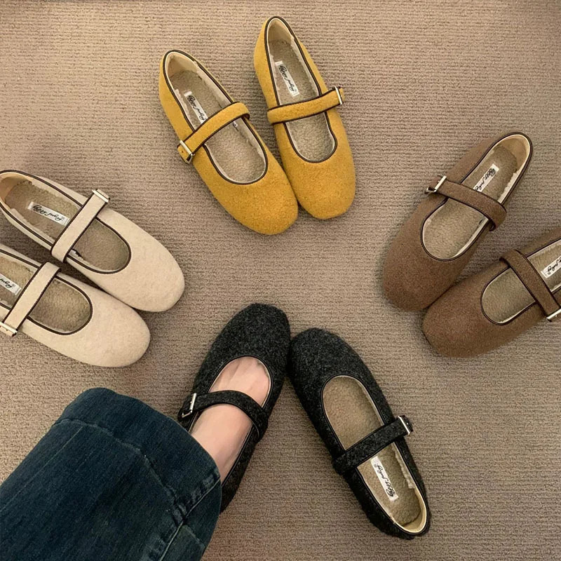 lady In Winter Footwear Warm Fashion Fur Ladies Flats Shoes Autumn Female Round Toe Women Mary Janes Flats With Plush Shoes 251013