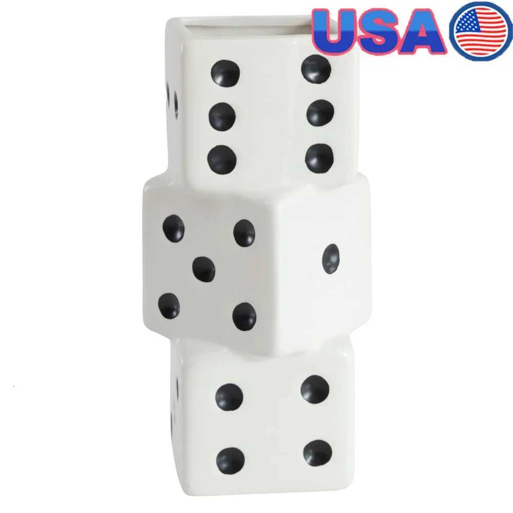 Unique Ceramic Dice Vase Decorative Accent Desk Shelf Indoor Display Fun Home Decor 875 Inches Height C251017