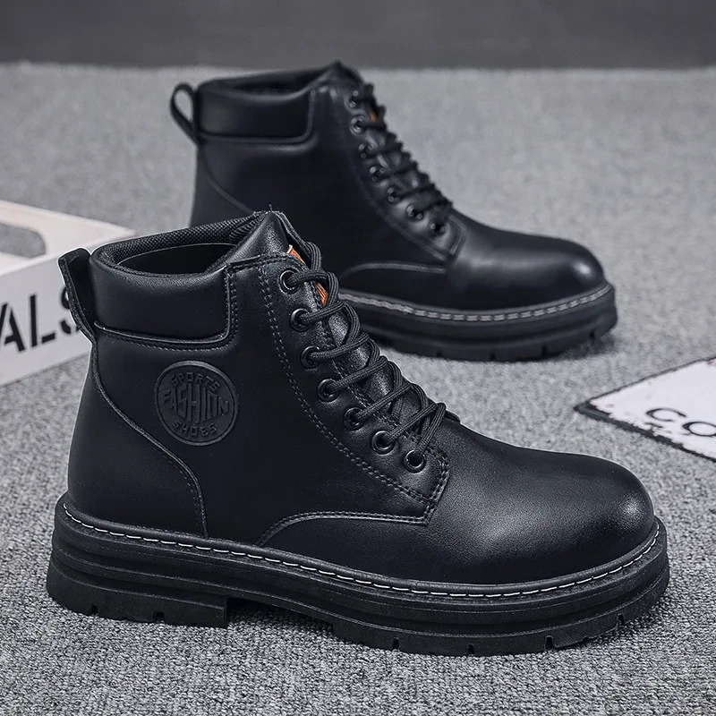 autumn men shoes boots High Top Fashion Motorcycle Leather Shoes Outdoor leisure comfortable Boots male LaceUp Botas 251013