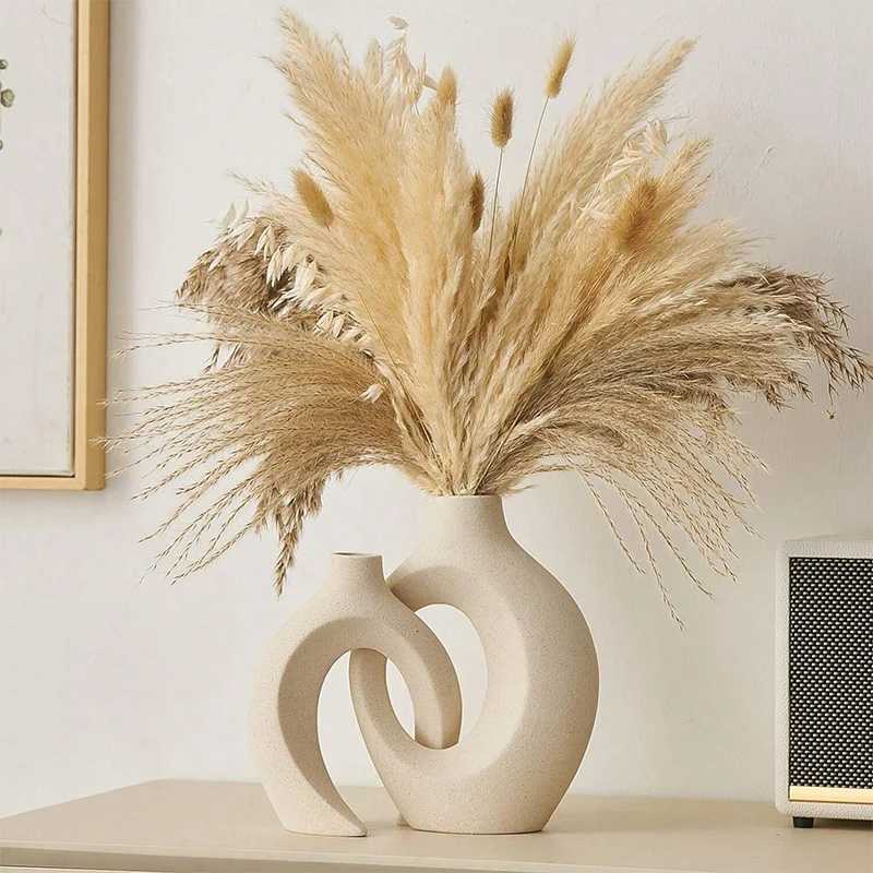 Beautiful Plastic Vase Set Creative White Simple Home Decoration Living Room Entryway TV Cabinet Decoration C251017