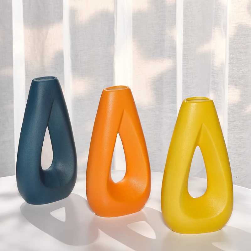 Ceramic vase Nordic creative home decor item Coffee table centerpiece Tablecloth Colorful home decoration Dried flower C251017