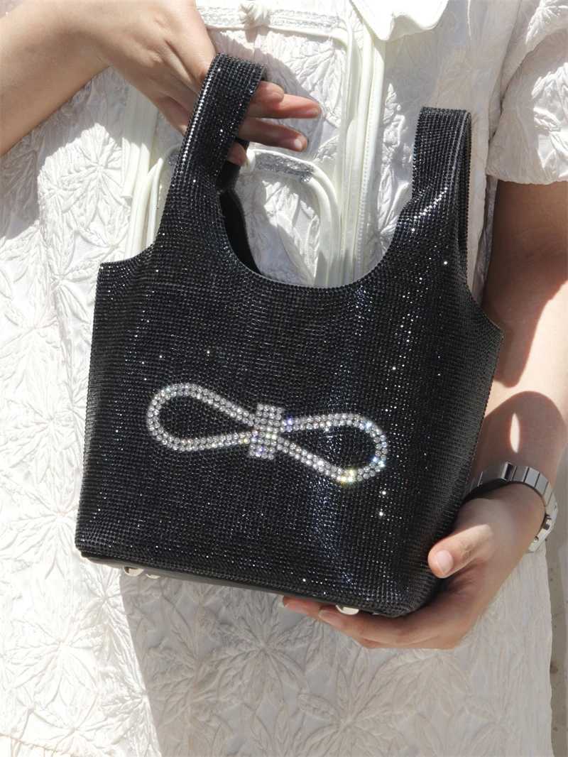 Womens Handbag Glitter Bow Knot Bucket Bag Bling Shiny Rhinestones Diamond Evening Bag Wedding Party Clutch Purse Shoulder Bag Z251017