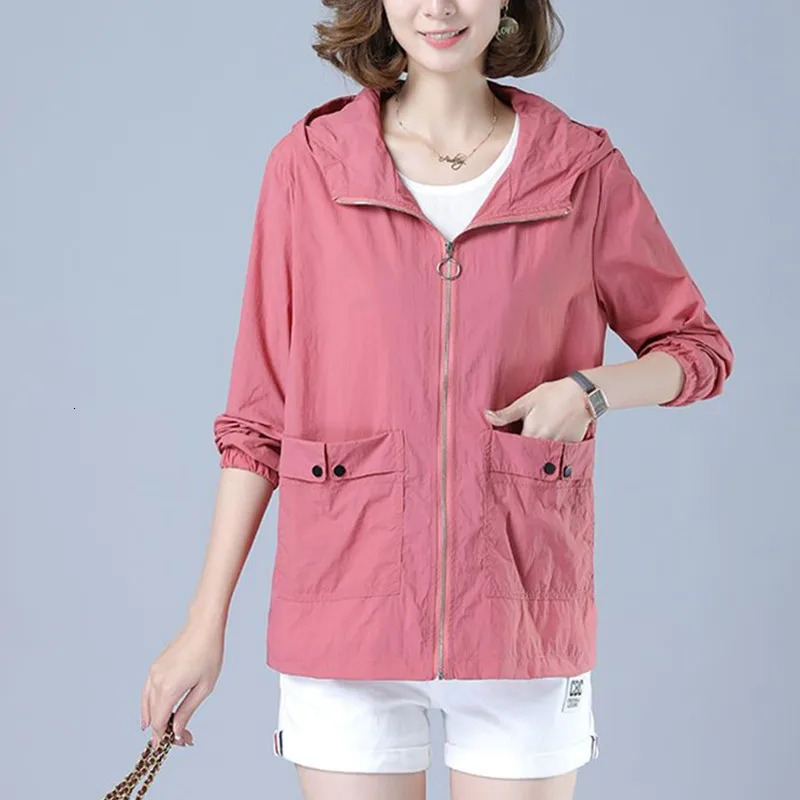 Womens Jacket 2025 Summer Thin Coat Casual Windbreaker Female Sun Protection Jacket Basic Zipper Coat Tops 251013