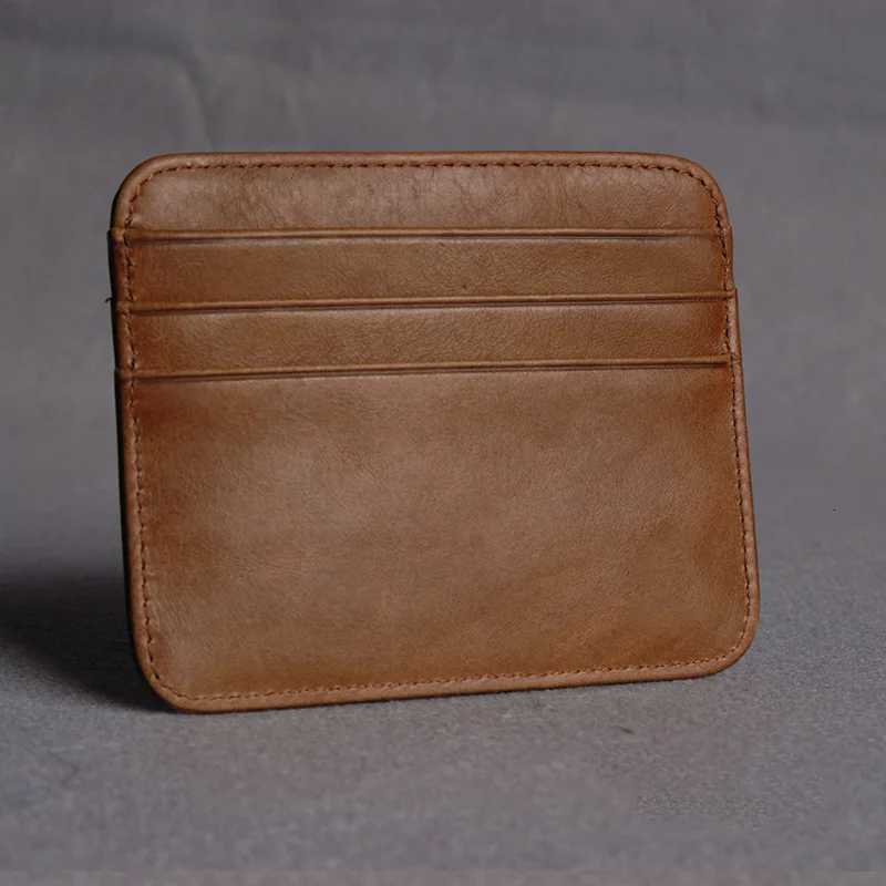 Genuine Leather Card Holder Thin Wallet for IDBankCredit Cards Compact Cash Bus Card Case RFID ProtectionW251017