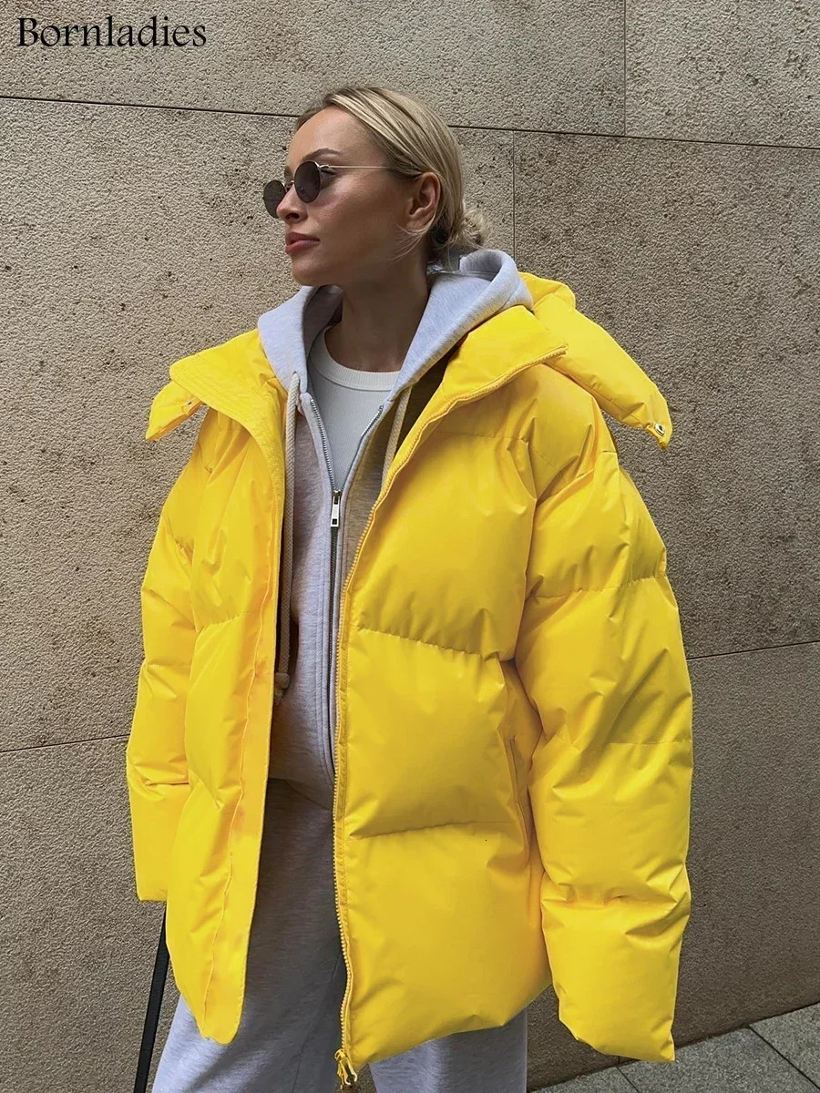 Bornladies Quilted Jacket Women Winter Loose Parkas Coat Vintage Bread Jacket Outwear Office Ladies Warm Cotton Puffer Jackets 251017