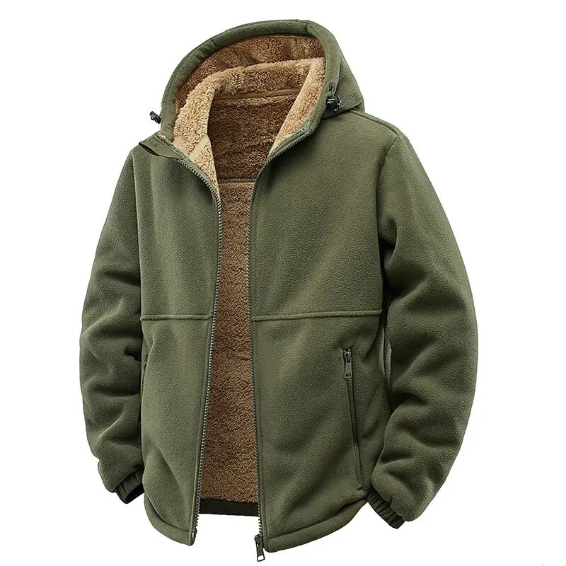 Autumn and Winter Fashion Solid Color Thick Warm Lamb Wool Jacket For Mens Casual Loose Sports Windproof Plus Size Jacket 251017