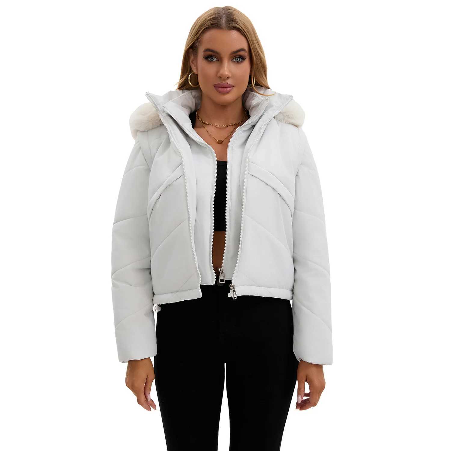 Womens jacket Faux 2pcs Cotton Padded Puffer jacket Hooded Winter Down Jackets Coats Parkas Detachable Sleeves Waistcoat HXY378 W251016