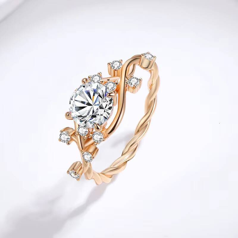 925 Silver Moissanite Ring with Rattan Texture Style Womens Daily Wear for Birthday Holidays Great Gift Idea