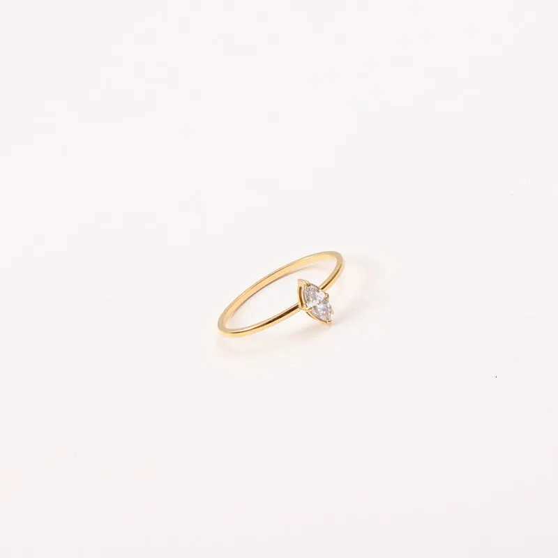 Thin Stainless Steel Gold Color Couple Ring Simple Fashion Zircon Finger Ring For Women Birthday GiftsW251017