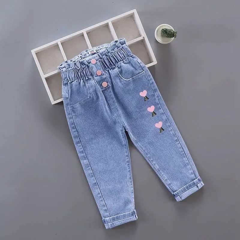 2023 new Girls Jeans printing Cartoon elastic forceGirl Jeans Spring Autumn Jeans Kid Casual Style Children Clothing 27YT251017