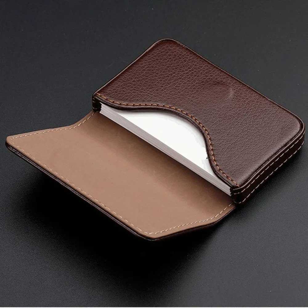 Sized Stitched PU Leather Credit Card Holder Visiting Business Card Case Wallet with Magnetic Shut for Men WomenW251017