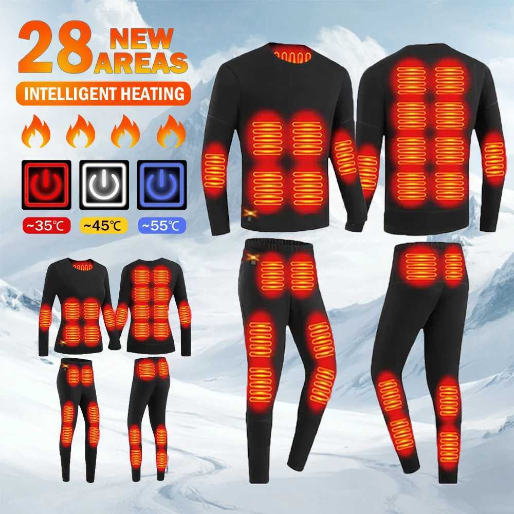 Winter Heated Underwear Men Heating Thermal Jacket Skiwear Heated Jacket Fleece Warm Top Pants USB Electric Heating Clothing H251017