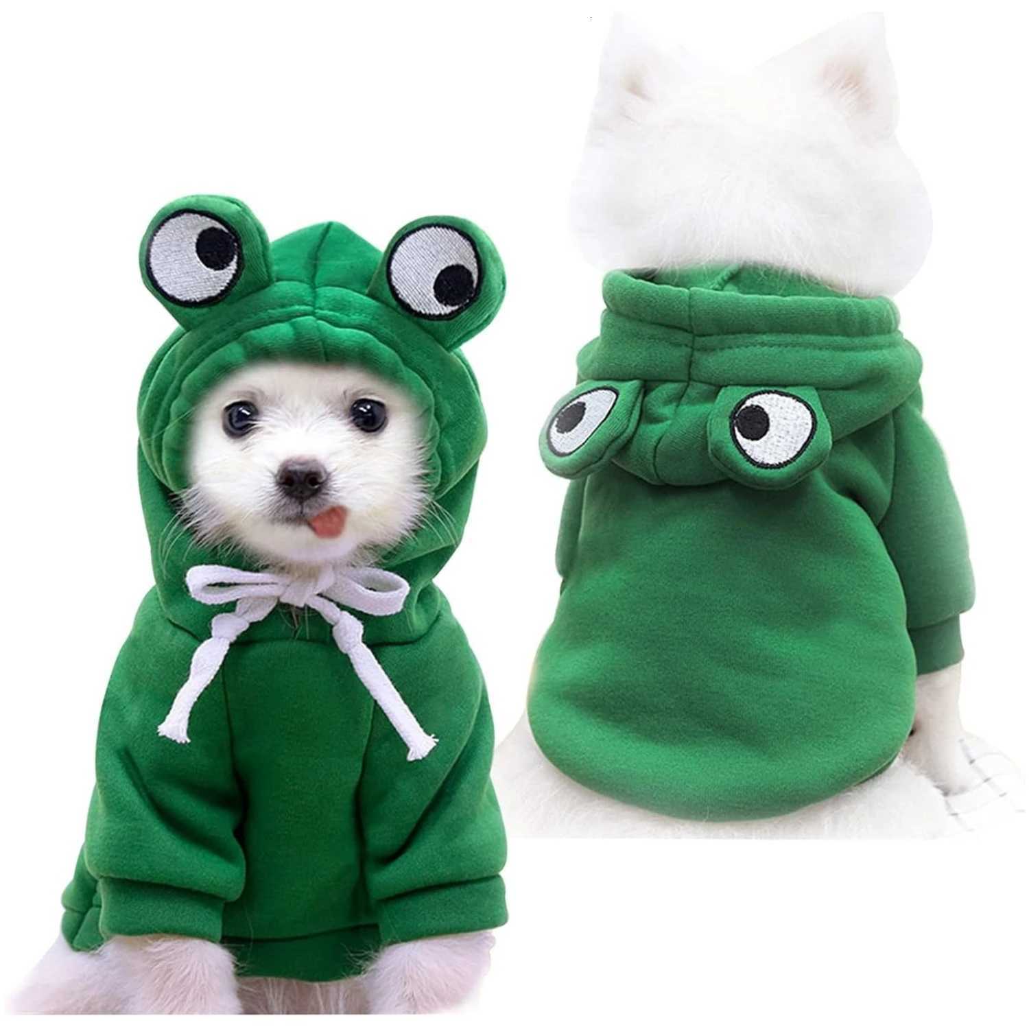 ATUBAN Dog Hoodie Basic Sweater Coat Cute Frog Shape Warm Jacket Pet Cold Weather Clothes Outfit Outerwear for Cats DogsW251017