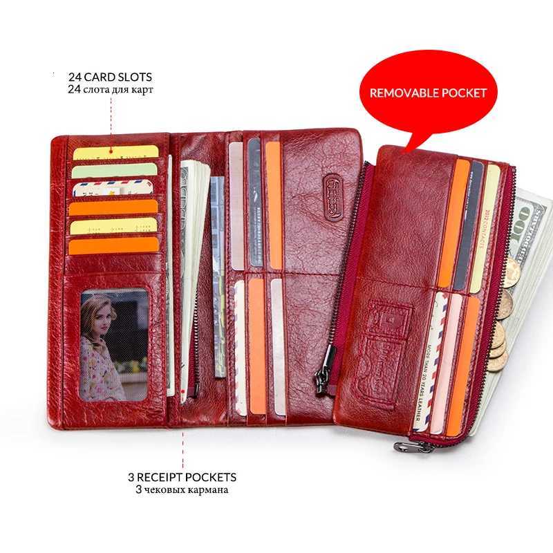 CONTACTS 100 Genuine Leather Wallet Women Long Coin Purse Clutch Bag Name Engraving Card Holder Money Clip Handbag Mens PurseW251017