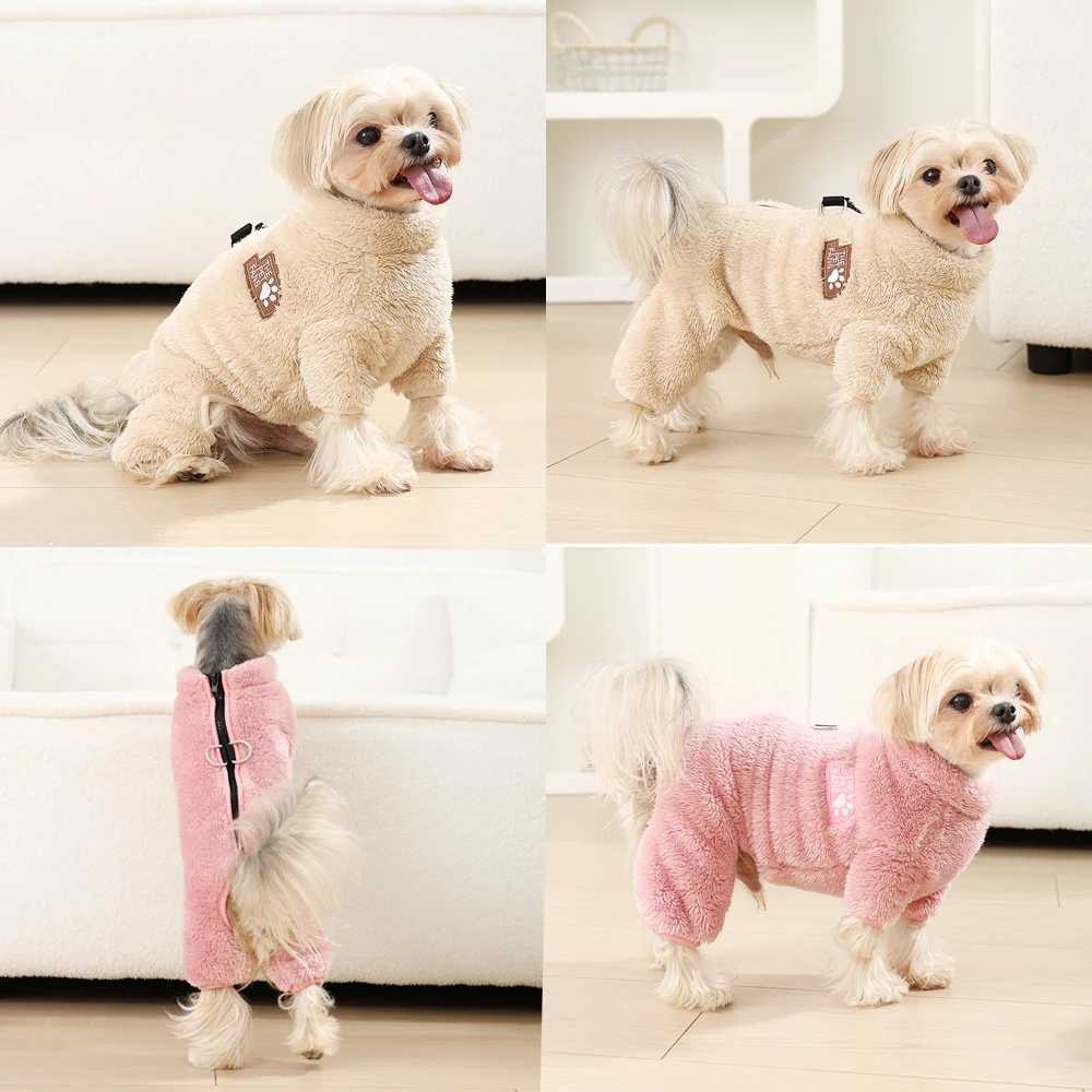 Winter Dog Clothes For Small Medium Dogs Warm Fleece Pet Jumpsuit Pajamas Yorkie Pug Nightshirt Onesie Boy Girls Puppy OverallsW251017