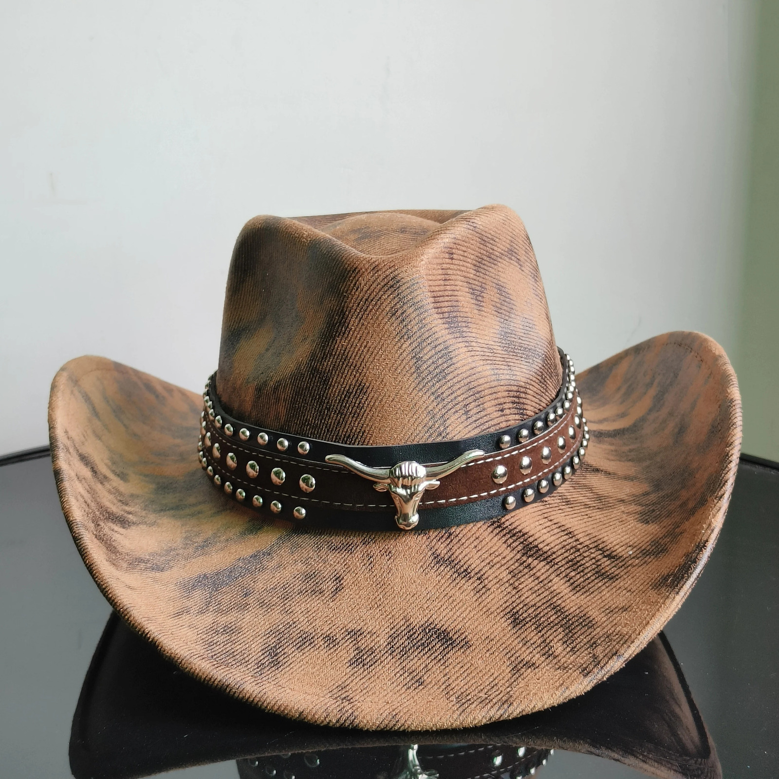 Faux Leather Western Cowboy Hats Men Women retro cowboy hats big brim cowgirl hat knight hat men chapeau 251015