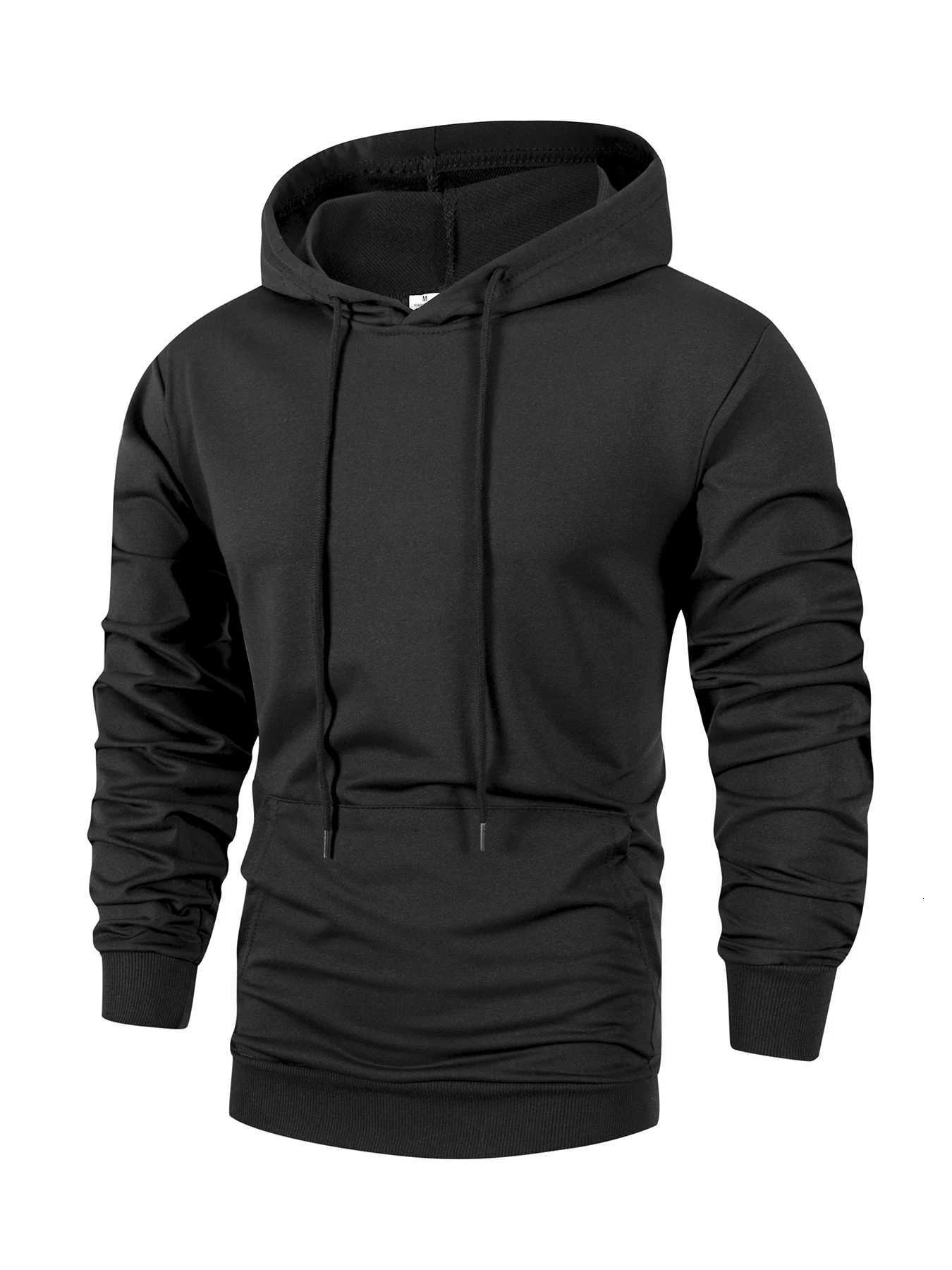 Mens Casual Hoodies Sweatshirt Autumn Solid Color Warm Long Sleeve Hooded Pullover Outdoor Streetwear Sportwear Male Clothing Z251017
