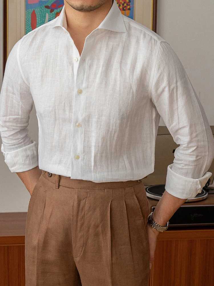 Mr Deer Tee Summer Thin Faion Long Sve irt Linen Casual Slim Fit Breathable Trendy Mens Casual irt Urban Sle J251017