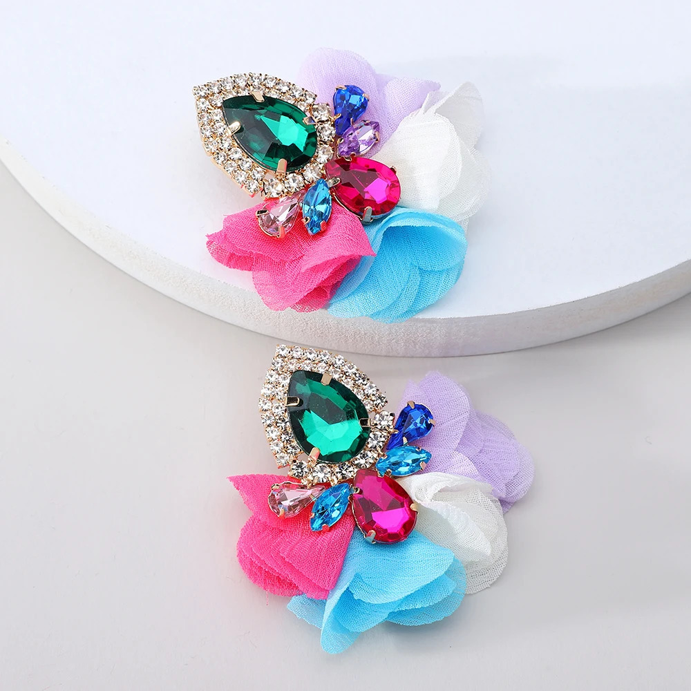 Flower Big Hanging Dangle Earrings For Women Girl 2025 Trend Lace Cotton Petals Fairy Elegant Jewelry Accessories 251016