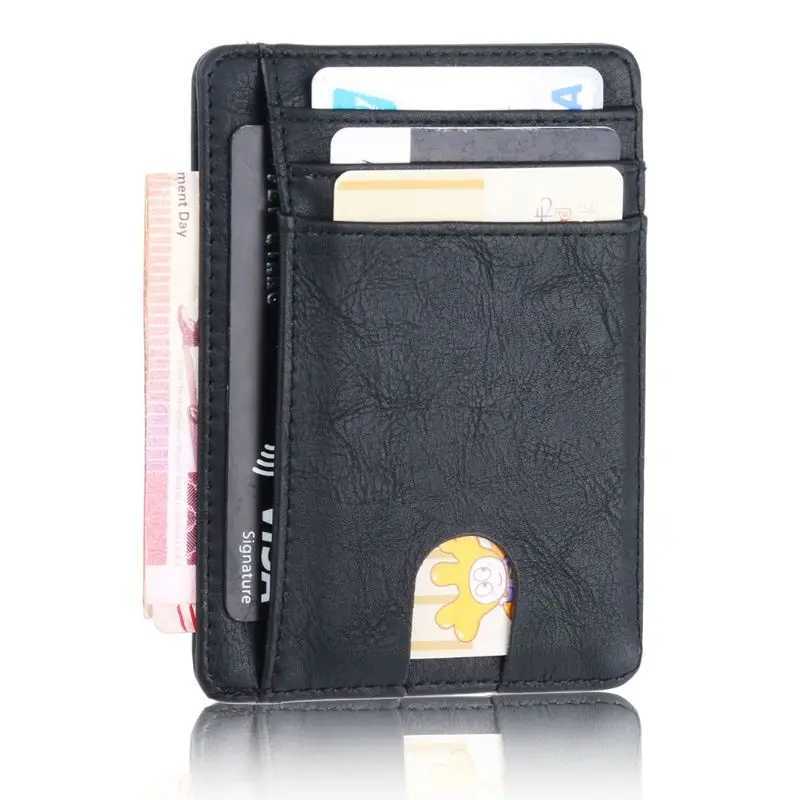New Slim RFID Blocking Leather Wallet Credit ID Card Holder Purse Money Case for Men Women 115x8x05cmW251017
