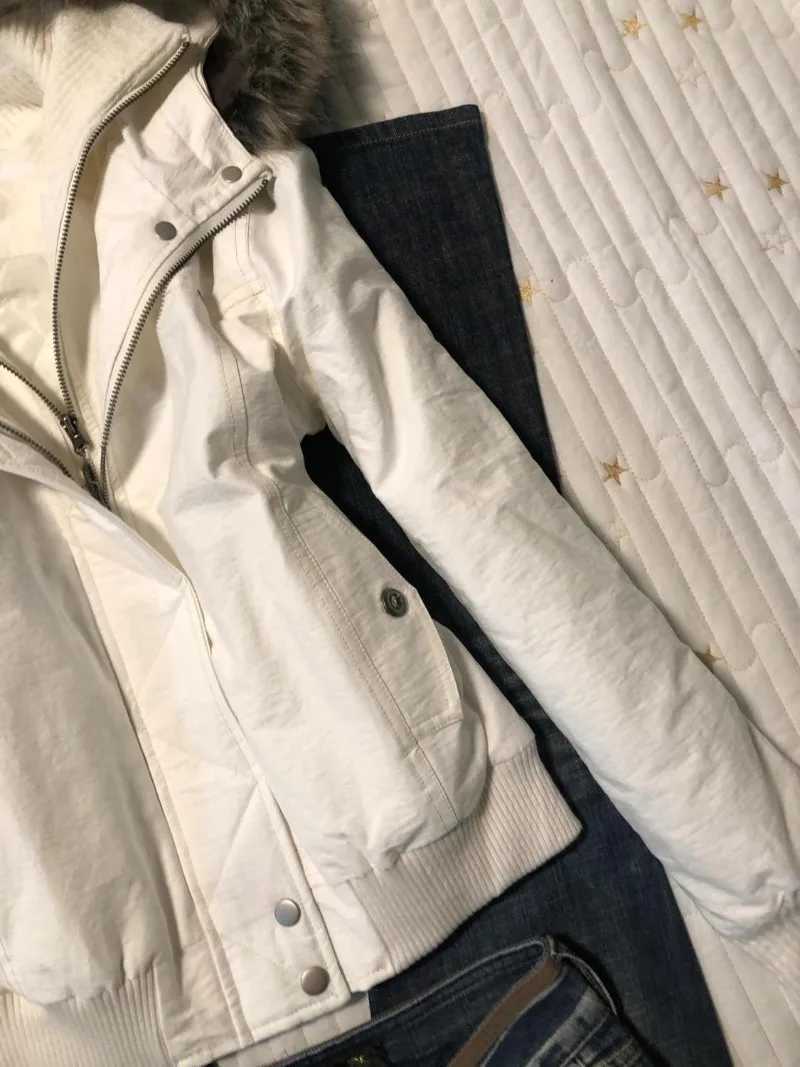 2025 Fashion Retro New Style Fur Collar Zipper Hooded Short Jacket Harajuku Street Loose Casual Solid Color Slim Short Jacket W251016