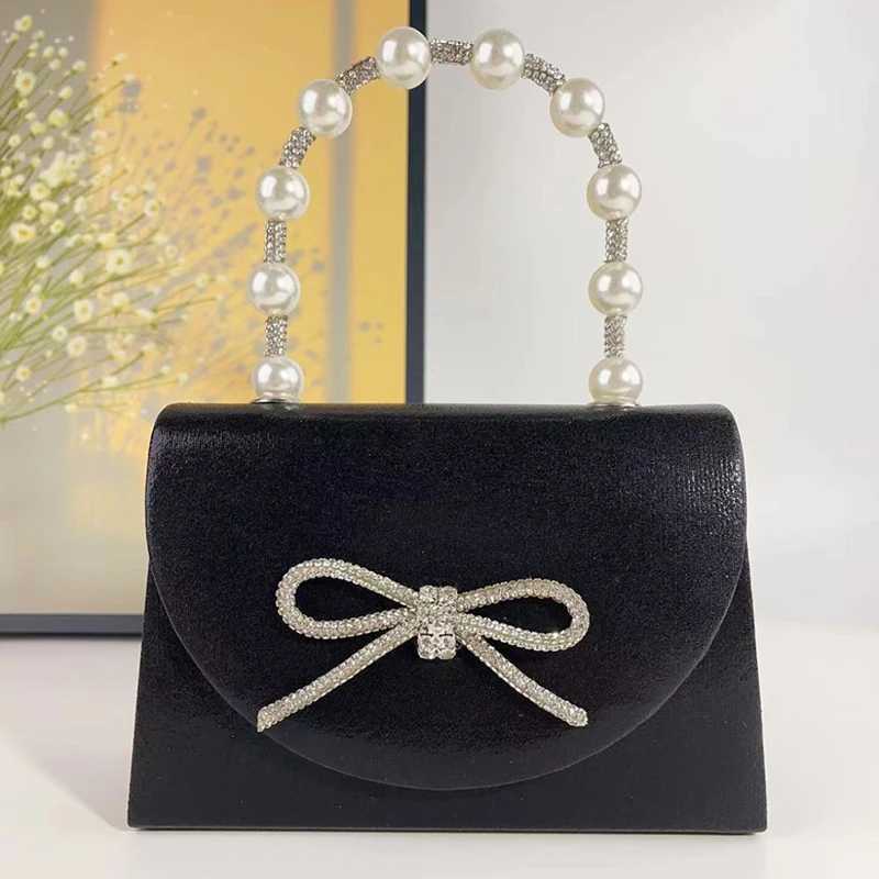 Fashion Womens Pearl Bow Clutch Purse Handbags Daily Commuting Bag Casual Glitter Rhinestone Handbag Solid Business Womens Bag Z251017