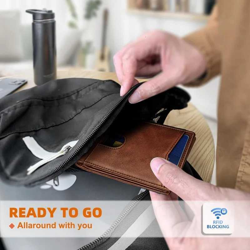 YATBEST Mens Card Bag Leather Multi slot Wallet RFID Anti theft Brush with ID Card Window Fashion Card ClipW251017