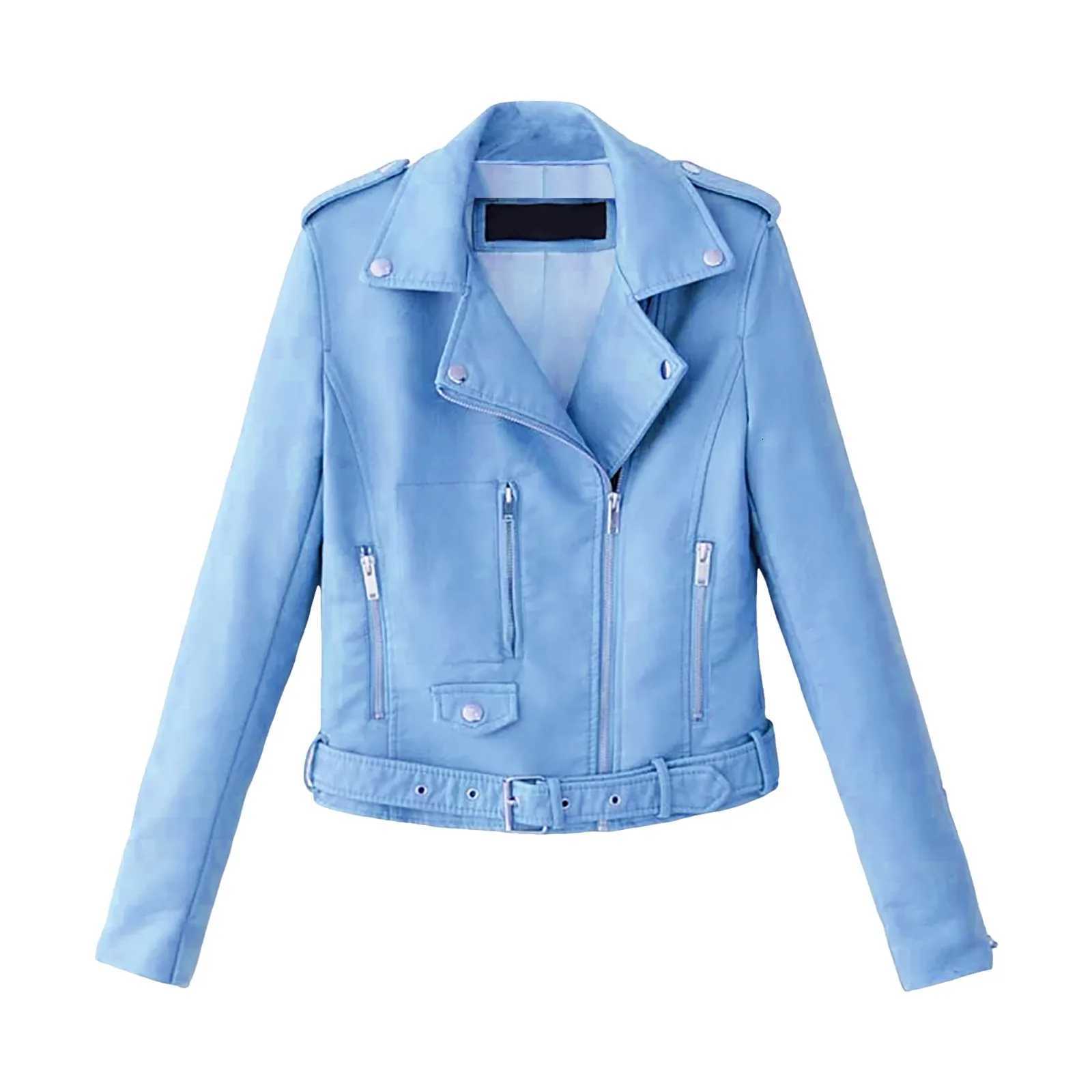 Women Motorcycle Jackets Vintage Button Down Zip Up Lapel PU Leather Coats Streetwear Cropped Bomber Jackets Outwear Plus SizeT251017