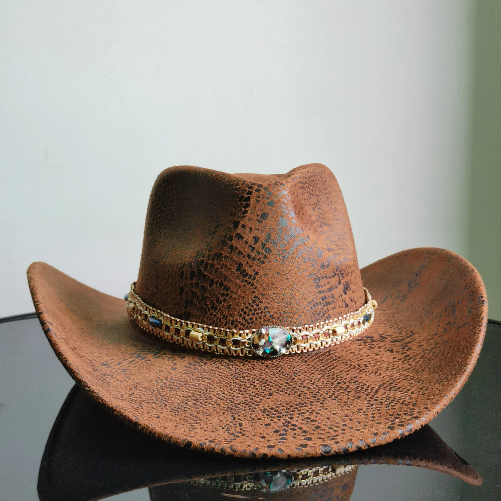 Faux Leather Western Cowboy Hats Men Women retro cowboy hats big brim cowgirl hat knight hat men chapeau 251015