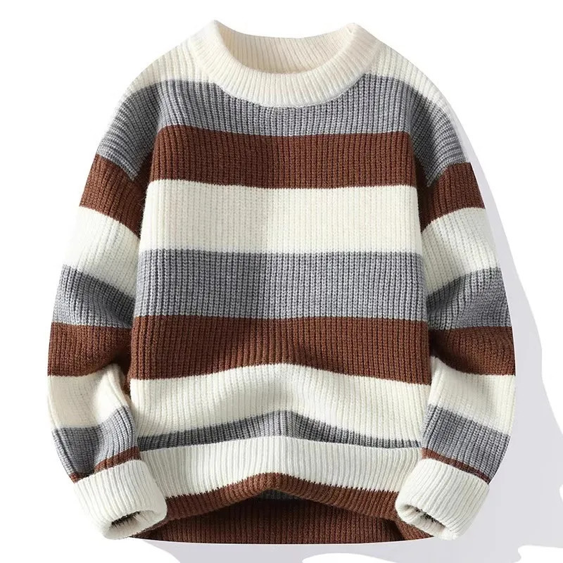 Mens Striped Sweater ONeck Casual Knit Pullovers Fashion Long Sleeve Knitted Sweater Men Autumn Winter Warm Y2K Knitwear Tops 251017
