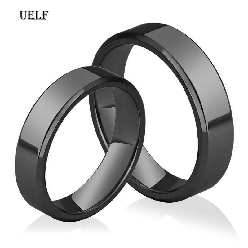 Uelf 4mm 6mm Classic Wedding Ring for Men Women Gold Black Silver Rose Color Stainless Steel US sizeW251017