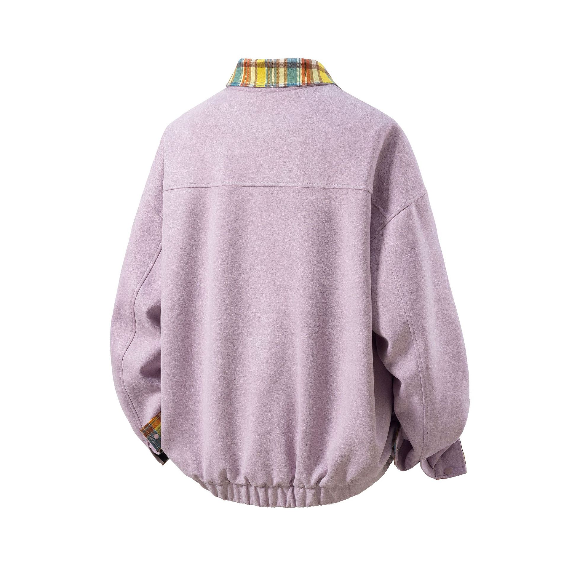 Men's Jackets Suede Embroidered Jacket Autumn Fashionable Trendy Luxurious Design Brand Contrasting Colour Plaid Lapel Coat