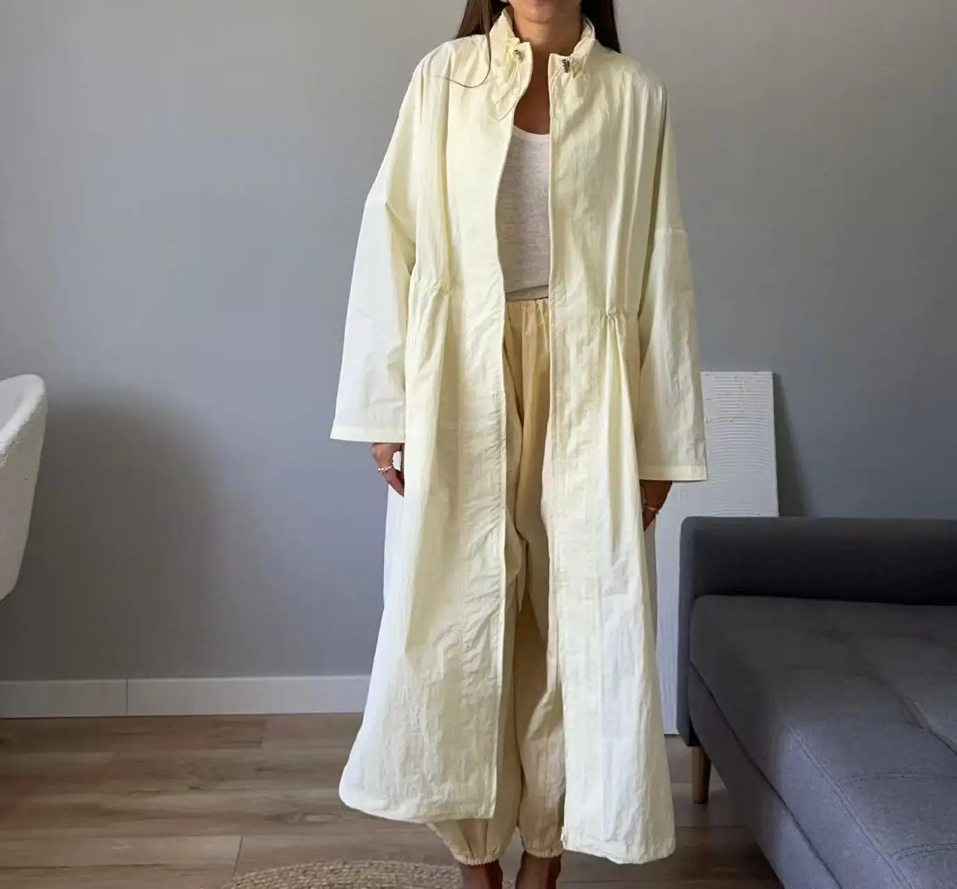 2025 Women Fashion Fall Autumn trench coat Female outerwear blue Khaki 251013